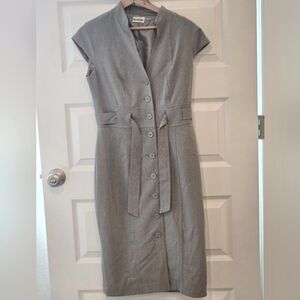 Marvin Richards Gray Pencil Dress with Mandarin Collar